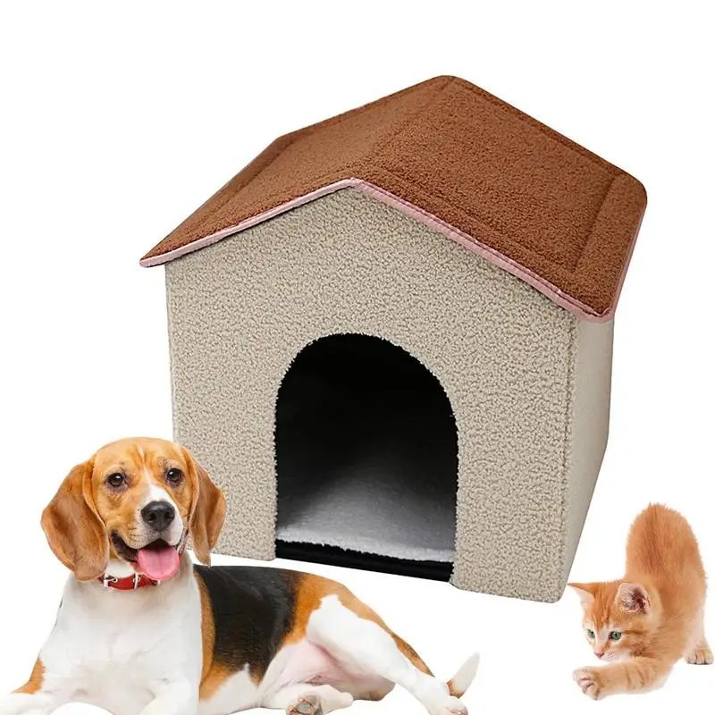 

Folding Indoor Cat House Warm Cat Shelter Bed Cozy Puppy Hideaway Nest Cat House Pet Accessories For Bedroom And Living Room