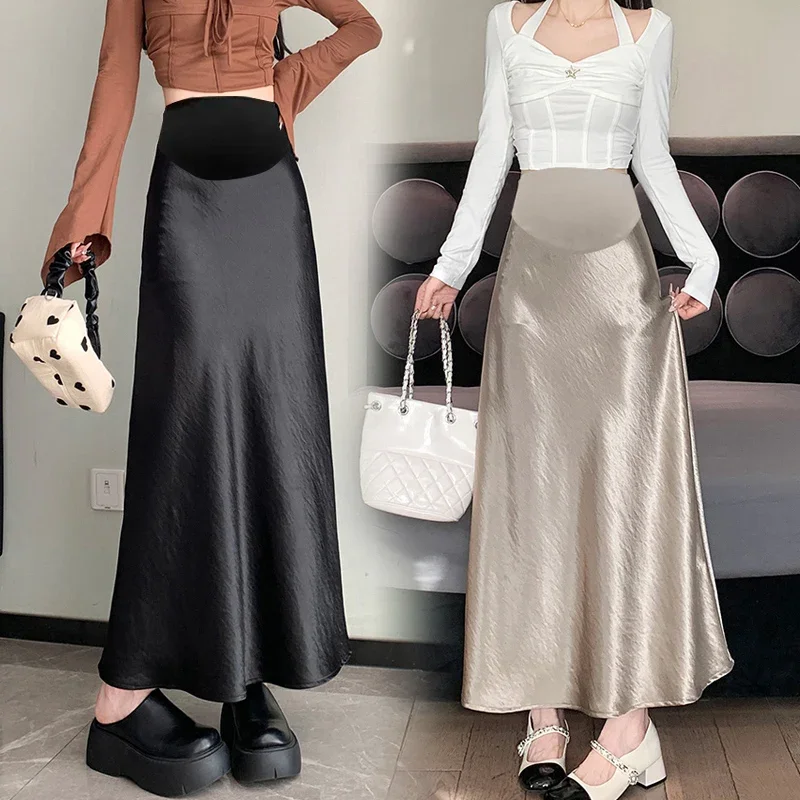 Spring Autumn Maternity Fishtail Skirts Solid Color High Waist Pregnant Woman A-line Belly Skirt Good Quality Party Clothes