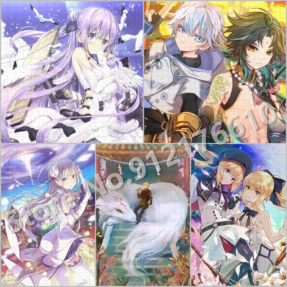 

Пазл с мультяшным аниме-принтом 300/500/1000 шт., деревянный пазл Genshin Impact для взрослых, развивающая Семейная Игра ручной работы, игрушки