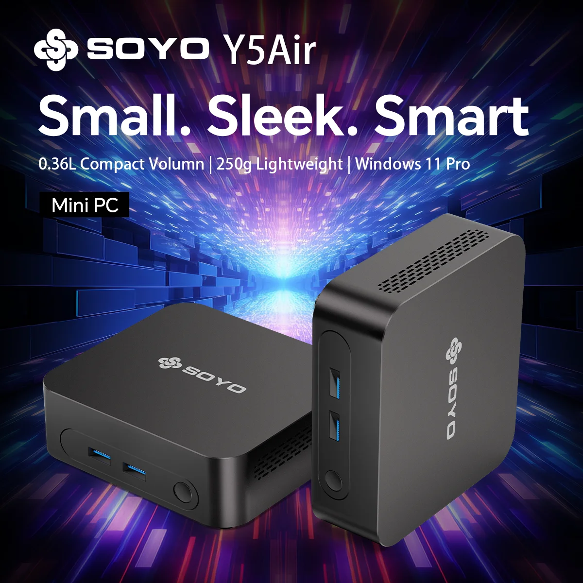 SOYO Mini PC Y5AIR Intel I3 I5 I7 4th Gen CPU 8G RAM 128G ROM HD*2 USB3.0 M.2 Win11Pro/Win 10 Desktop Computer WiFi BT4.2