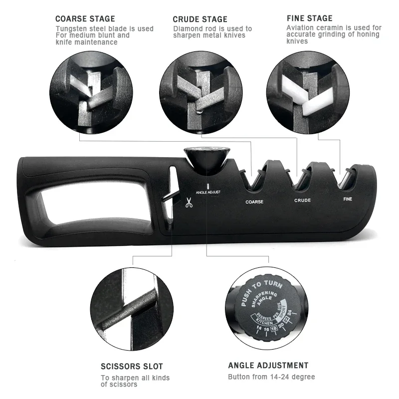 Multifunction 4In1 Knife Sharpener Adjustable Angle Kitchen Scissors Professional Grinding Machine Cutter Wheel Sharpening Tools Knife sharpener,kitchen knife sharpener