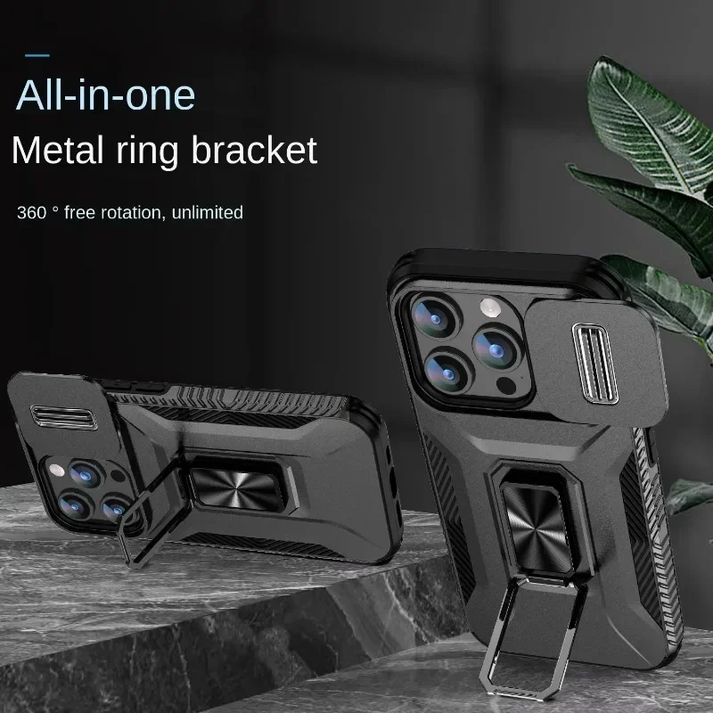 Military Grade Magnetic Shockproof Armor Phone Case with Slide Camera Cover