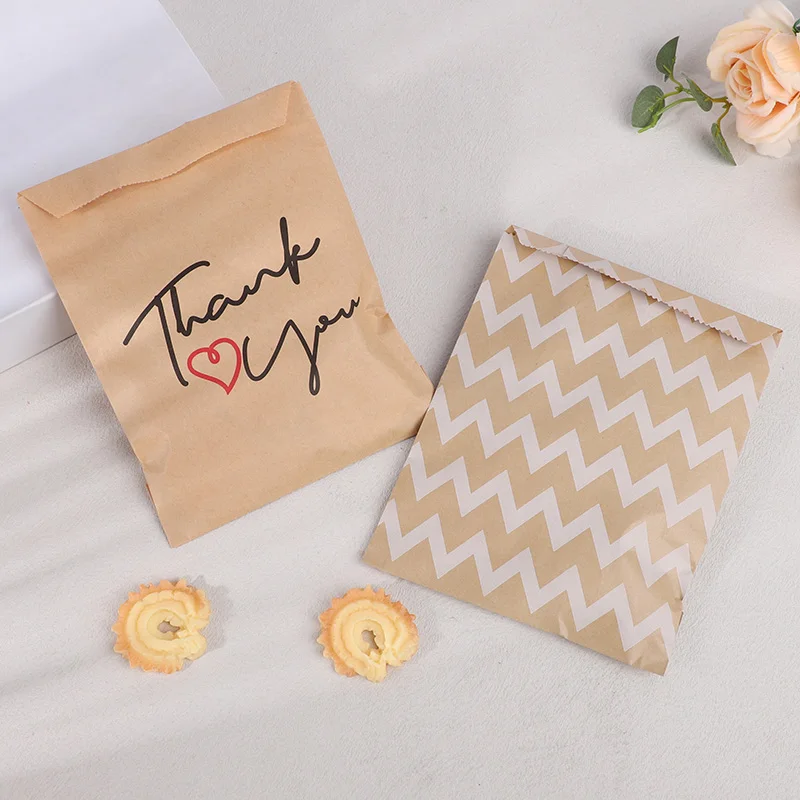 25/50pcs 13x18cm Kraft Paper Candy Cookie Bags Wedding Favors Thank You Gift Packing Bag For Guest Birthday Party Decor Supplies