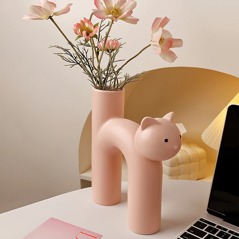 1PC, a Nordic minimalist design cat-themed decorative vase, is suitable for living room, study, wedding and party decoration