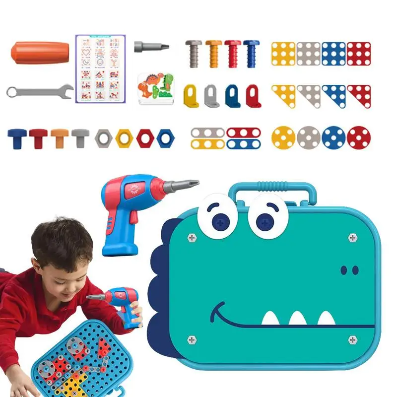 351pcs/211pcs Children DIY Tool Toys Set Electric Drill Screw Nuts 3D Puzzle Toy Pretend Play Tool Kits 2D/3D Educational Toy 3