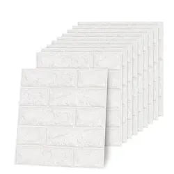 3D Self-Adhesive Decorative Wall Stickers - Anti-Collision Wallpaper Set, 10 Pieces - 38x 35cm 10pc (White)