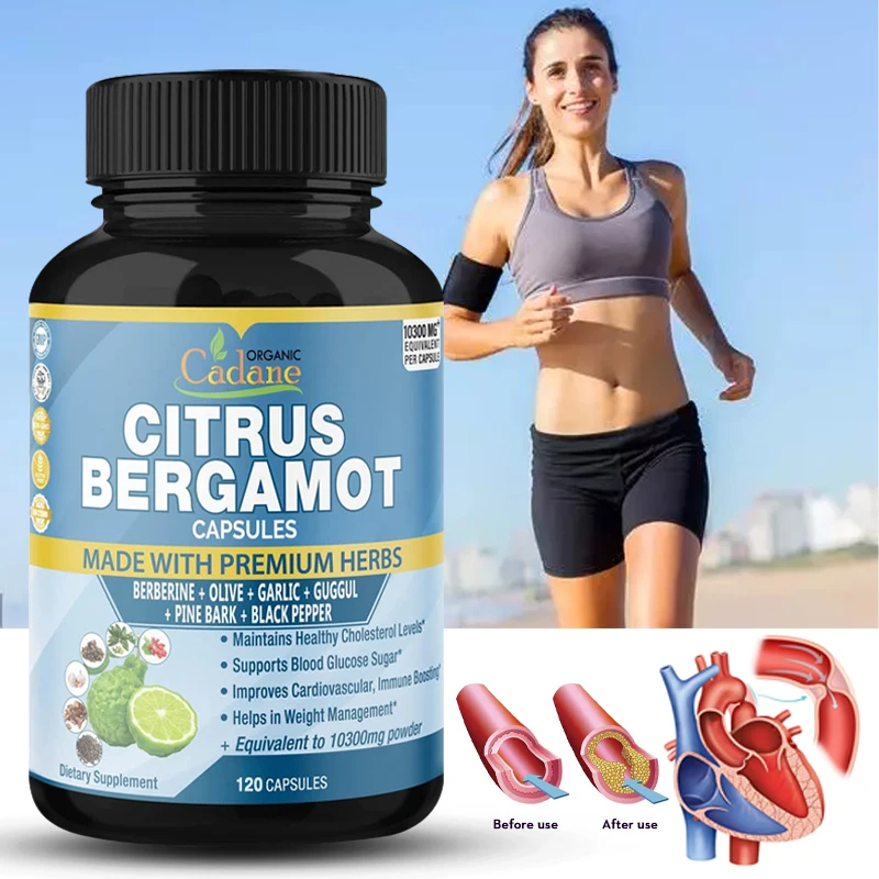 

Citrus Bergamot Extract Berberine, Olive, Guggul, Garlic,Improves Heart and Cardiovascular Health , Supports Immune System