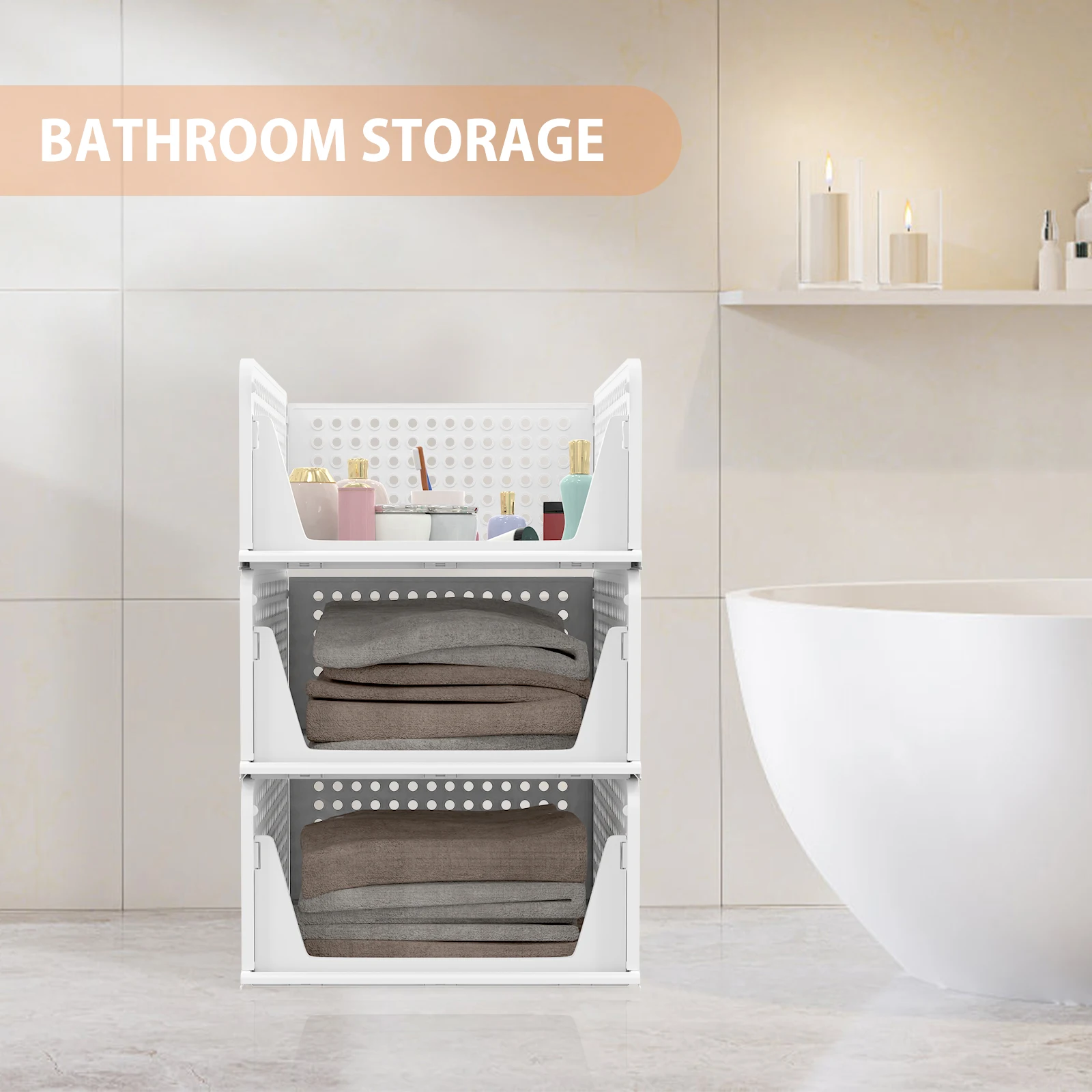 4-pack wardrobe organisers stacked showing full height and storage capacity