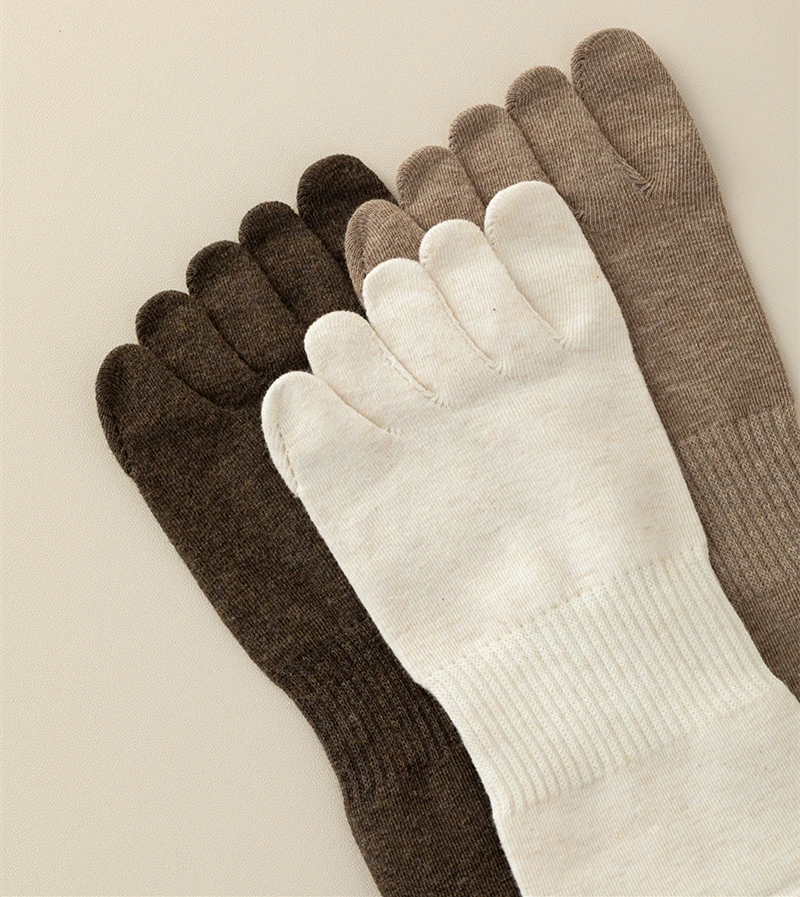 5 Paare/los Männer Fünf Finger Socken Herbst/Winter Wärme 100 % Baumwolle Einfarbig Split Toe Sport Socken Anti-geruch Harajuku Zehen Socke – Detail 7