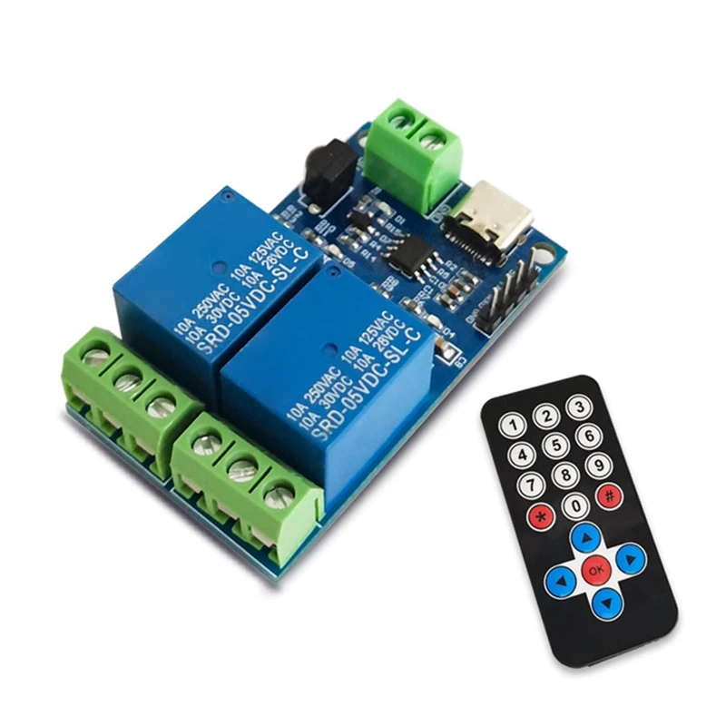 

Infrared Remote Control Wireless Self-Locking Tap Inter-Locking Multi-Function Portable Dual Relay Module