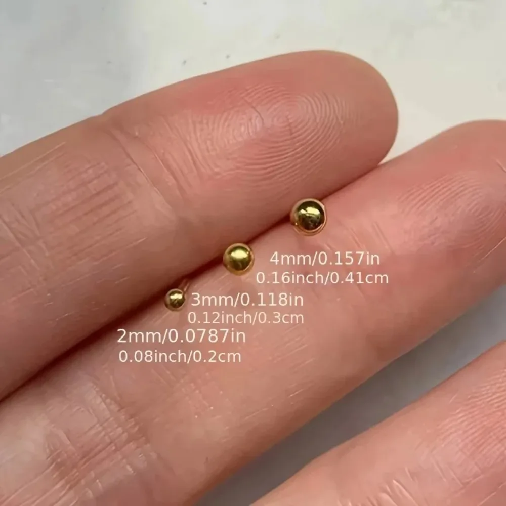 Stainless Steel Round Ball Stud Earrings 3 Pairs for Women Men Classic Style Daily Earring Wear Jewelry Gifts