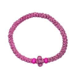 Handwoven Adjustable Greek Orthodox Prayer Bracelet - Unisex Religious Wristband Ornament (Rose pink)