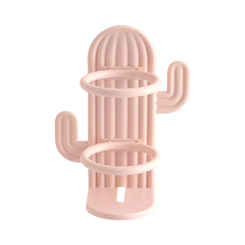 Non perforated Toothbrush Holder Wall Mounted Waterproof and Draining Space Saving Cactus Design
