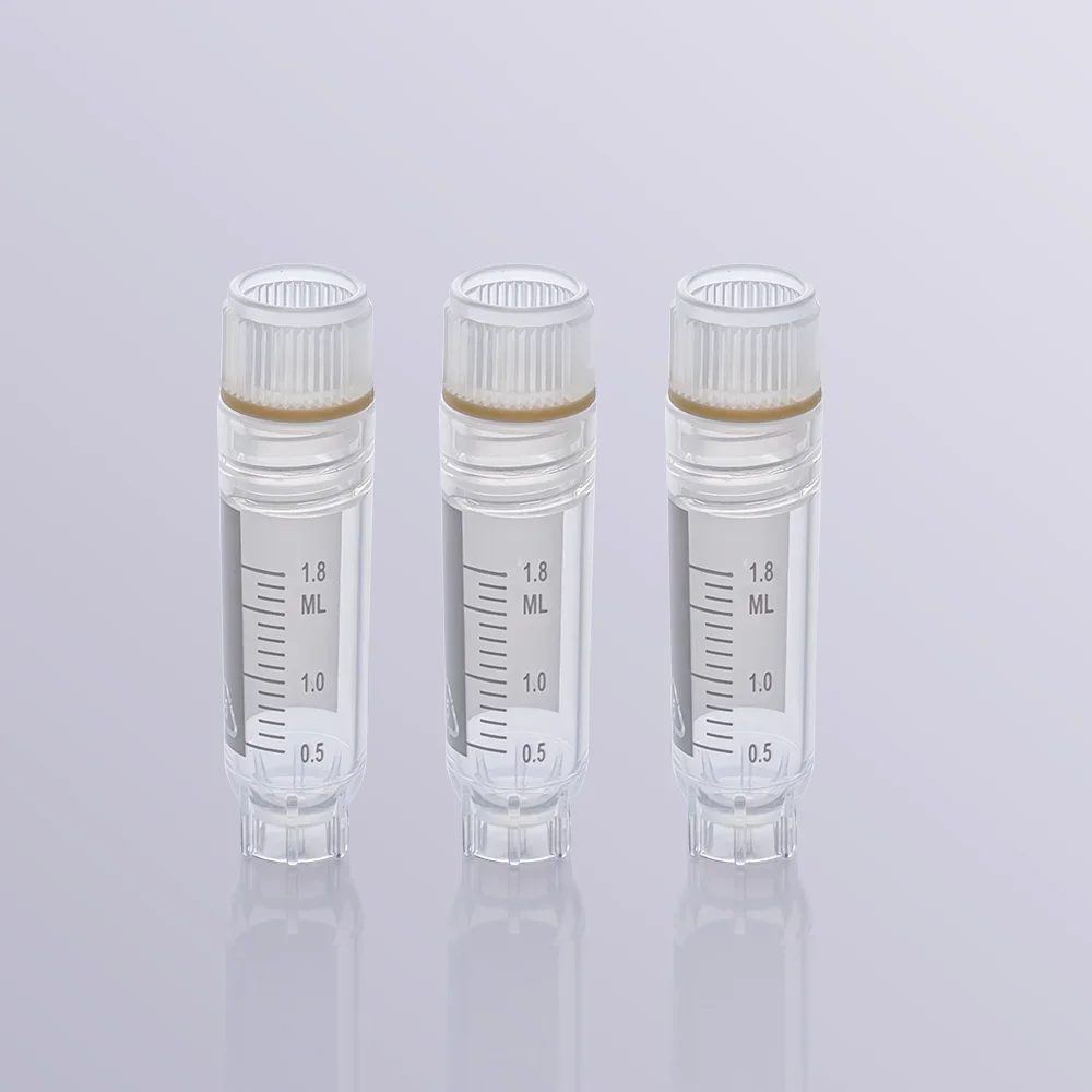 Disposable 50pcs Freezing Tube Cryogenic Vial Self-standing Internal Thread Sterile with White/Clear Screw Cover Freezing Tube