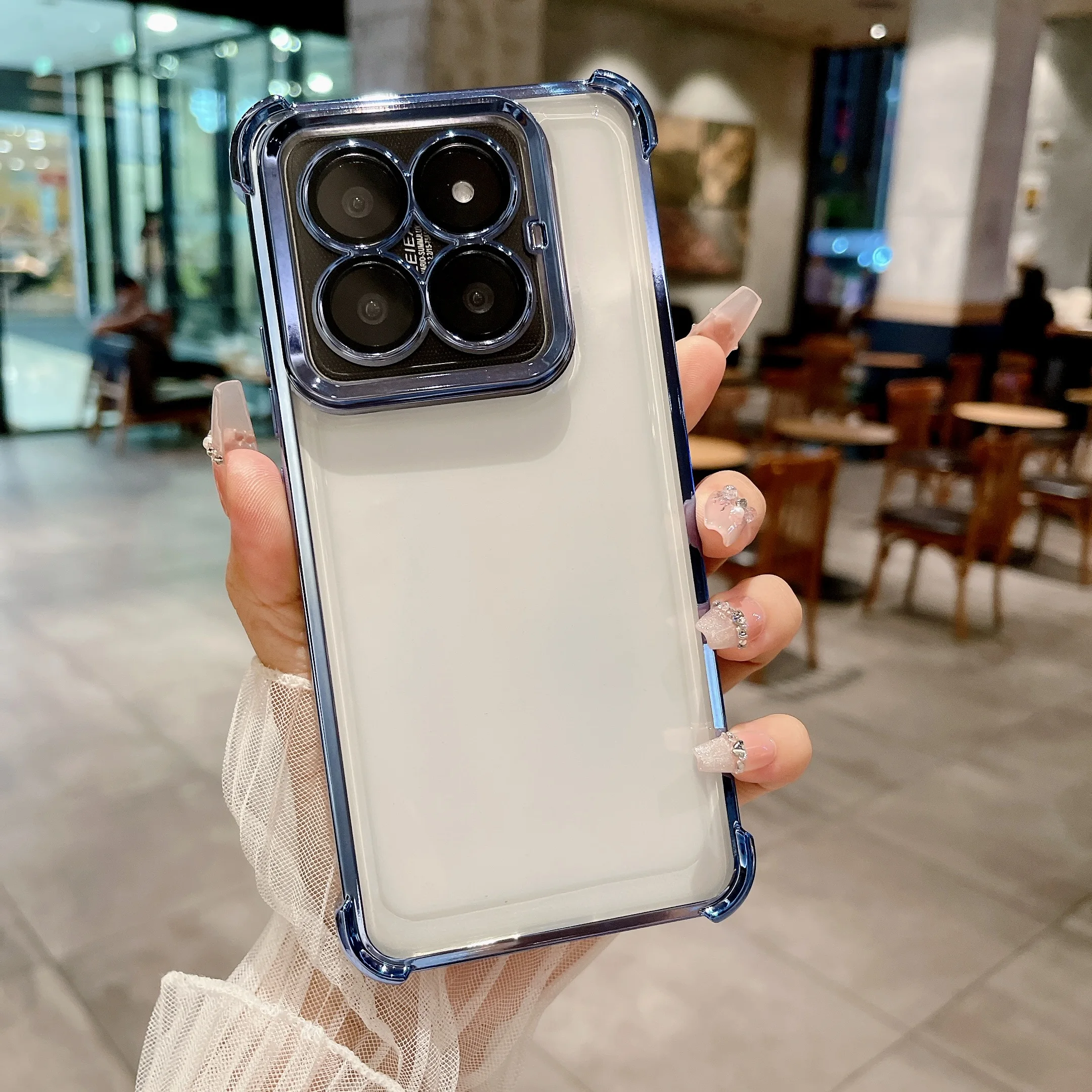 Luxury Plating Armor Transparent Phone Case with Silicone TPU Bumper
