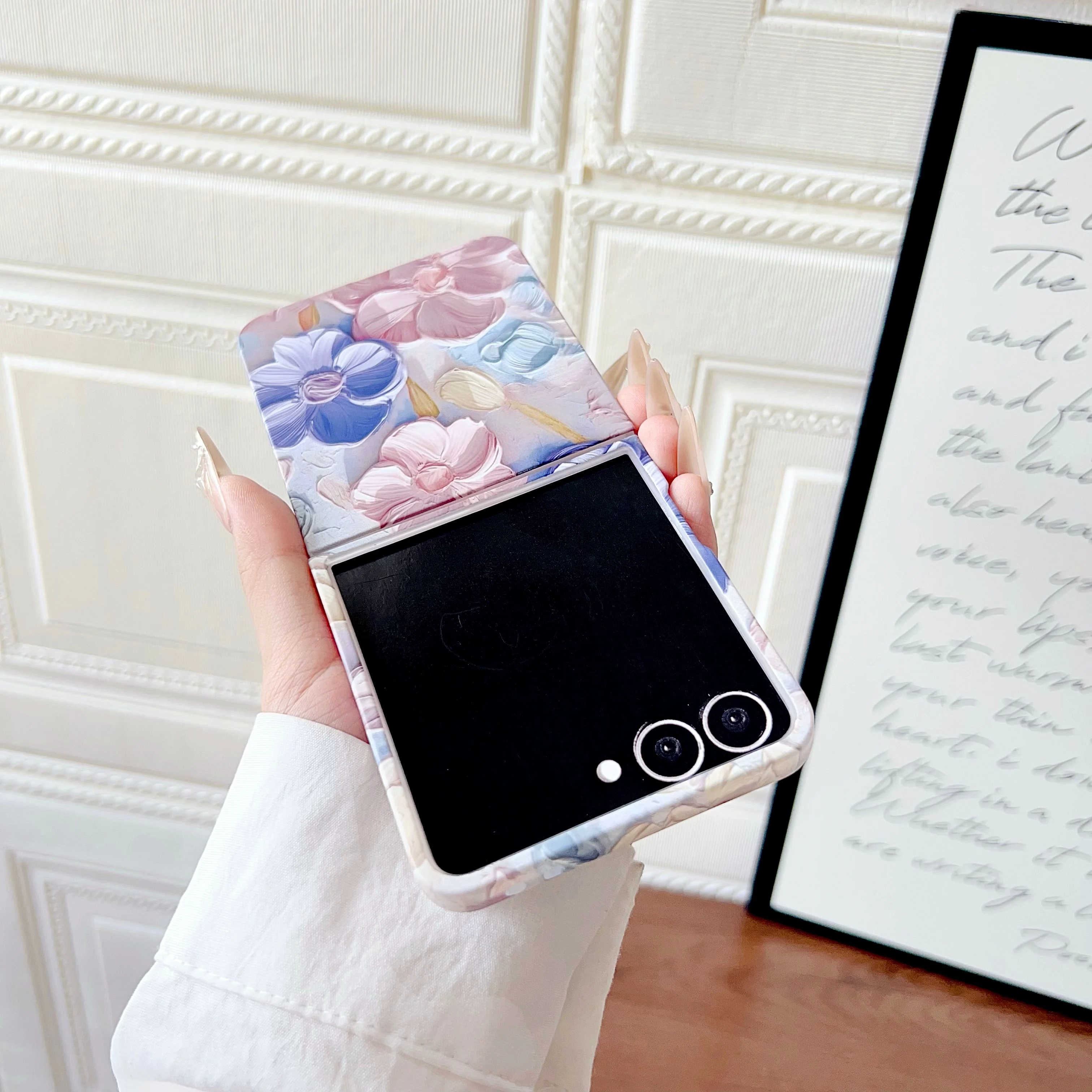 Fresh Flowers Embossed Feel Shockproof Hard PC Cover Case