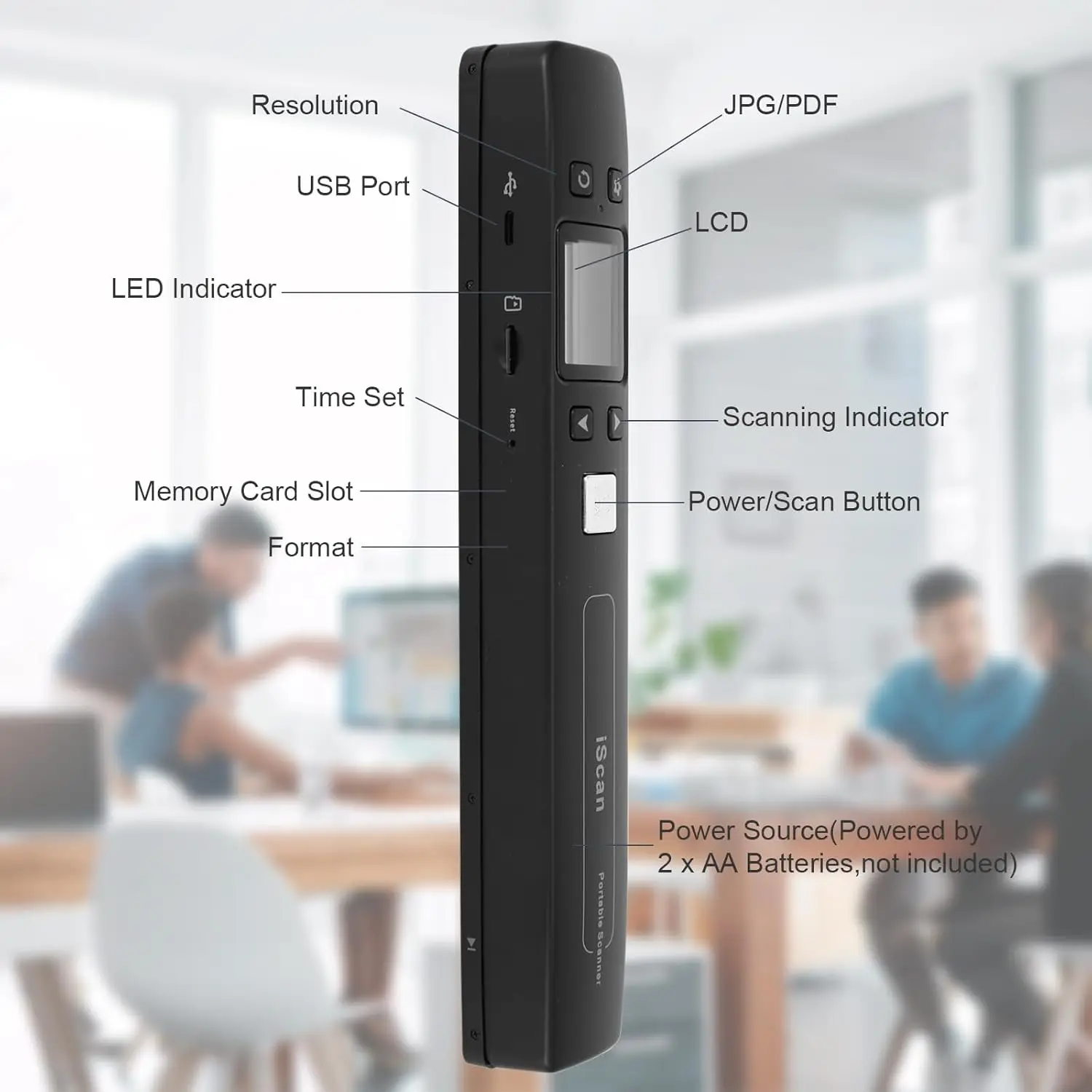 Portable iScan Document Photos Scanner 1050DPI Support WiFi & Rechargeable Handheld Scan Photo Mobile Scanner JPG/PDF Format, document scanner