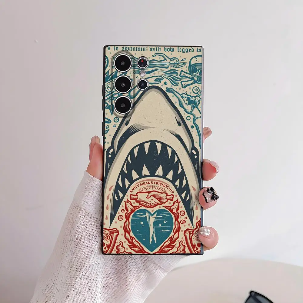 Classic Horror Movie Jaws Frosted Full Cover Soft Phone Case