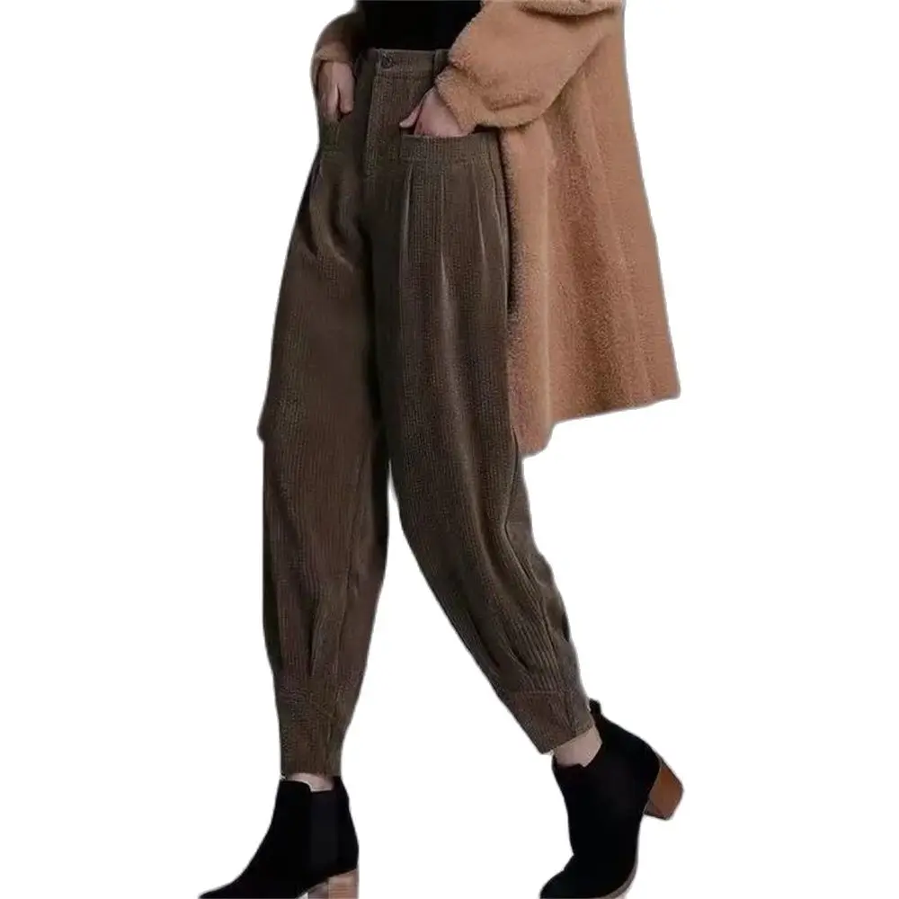 

Women's Thick Cropped Pants Carrot Pants Warm Harem Trousers Loose Corduroy Casual Pants High Loose 4XL Spring Autumn 2024