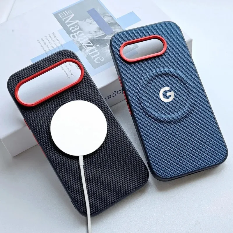 Premium Woven Fabric Magnetic Phone Case with Alloy Lens Frame and Shockproof Protection