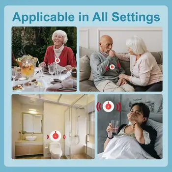 Wireless SOS Call Button Life Alert System Caregiver Pager for Elderly Seniors Home Safety 1 Receiver 1 Necklace 1 Wrist Button 6