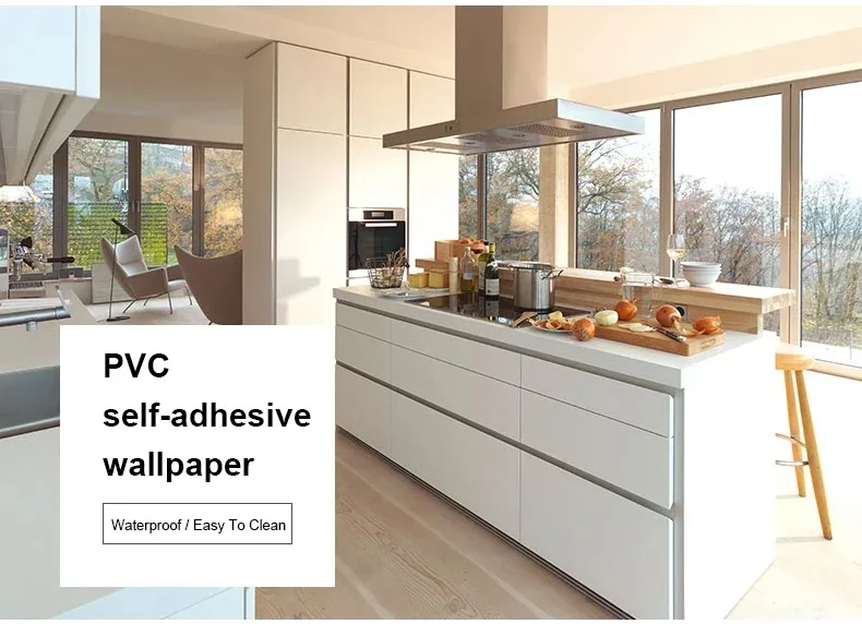 Description Picture 2 of itemWhite DIY PVC Self-Adhesive Wallpaper Old Furniture Decoration Sticker Kitchen Cabinet Moisture-proof Waterproof Wallpape