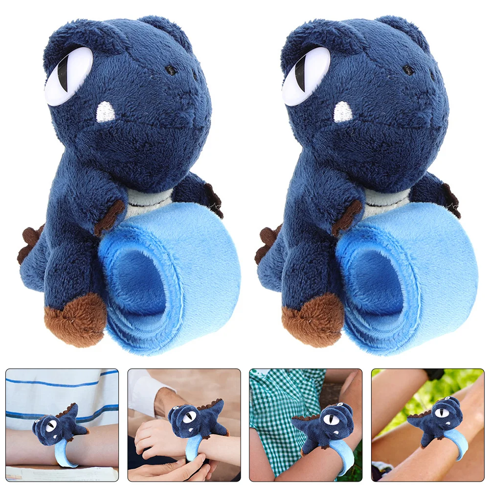 

2 Pcs Dinosaur Circle Kid Bracelets Party Wrist Band Favors Plush Slap Bands For Child Wristbands