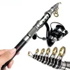 Fishing Rod Reel Combos Set 1.5-2.4m Travel Telescopic Rod with 5.2:1 Spinning Fishing Reel Sea Saltwater Freshwater Kits 2