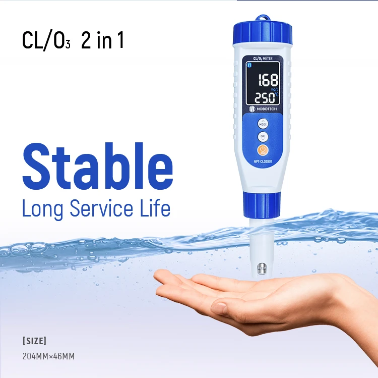 2 in 1 Pen Type Dissolved Ozone Meter 0-20mg/L Portable Residual Chlorine Detect