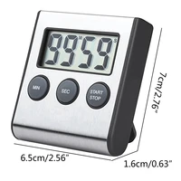 Stainless Steel Digital Kitchen Timer Large Display Timer with Loud Alarm Timer for Home Cooking Sports Meeting 2