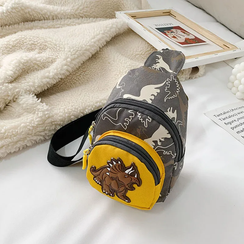 Kids Waist Bags Cartoon Dinosaur Print Outdoor Travel High Capacity Crossbody Zipper Bag Girl Boy Gift Children Chest Pouch Pack