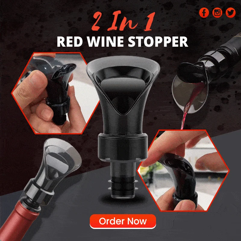 

2 in 1 Red Wine Stopper Bar Accessories Flower Shape Pouring Decanter Silicone Wine Keep Fresh Seal Bottle Stopper