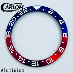 Multicolor GMT Aluminum/Ceramic Sloping Bezel Insert for 40mm Watch Case - Premium Watch Accessory (Blue Red A)