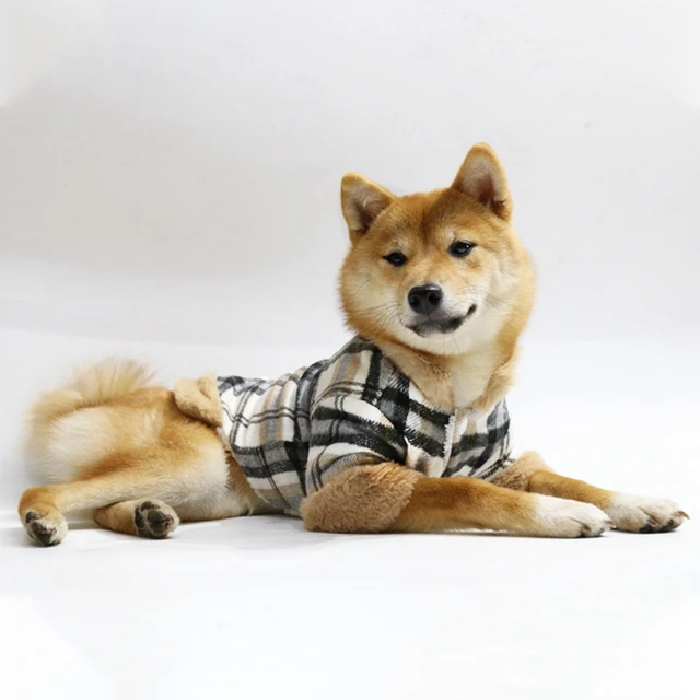 Winter Pet Jacket Clothes Grid Warm Small Dogs Clothing With Fur Collar Cotton Pet Outfits French Bulldog Coat Vest Chihuahua 3