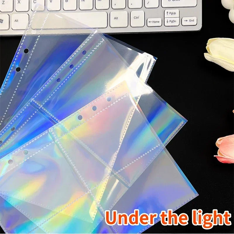 10Pcs/set Loose Leaf Photo Sleeves Photocard Binder Sleeves A5 Laser Photo Card Holder Storage Bag DIY Album Inner Page photo card holder photocard protector photocard holder