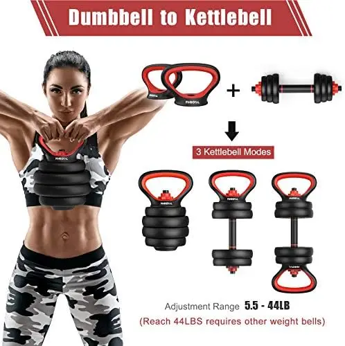 in 1 Adjustable Dumbbell Set, 44LB/66LB/88LB Free Weights Dumbbells Set  with Connecting Rod Used as Barbell, Non-slip Handles &a - AliExpress