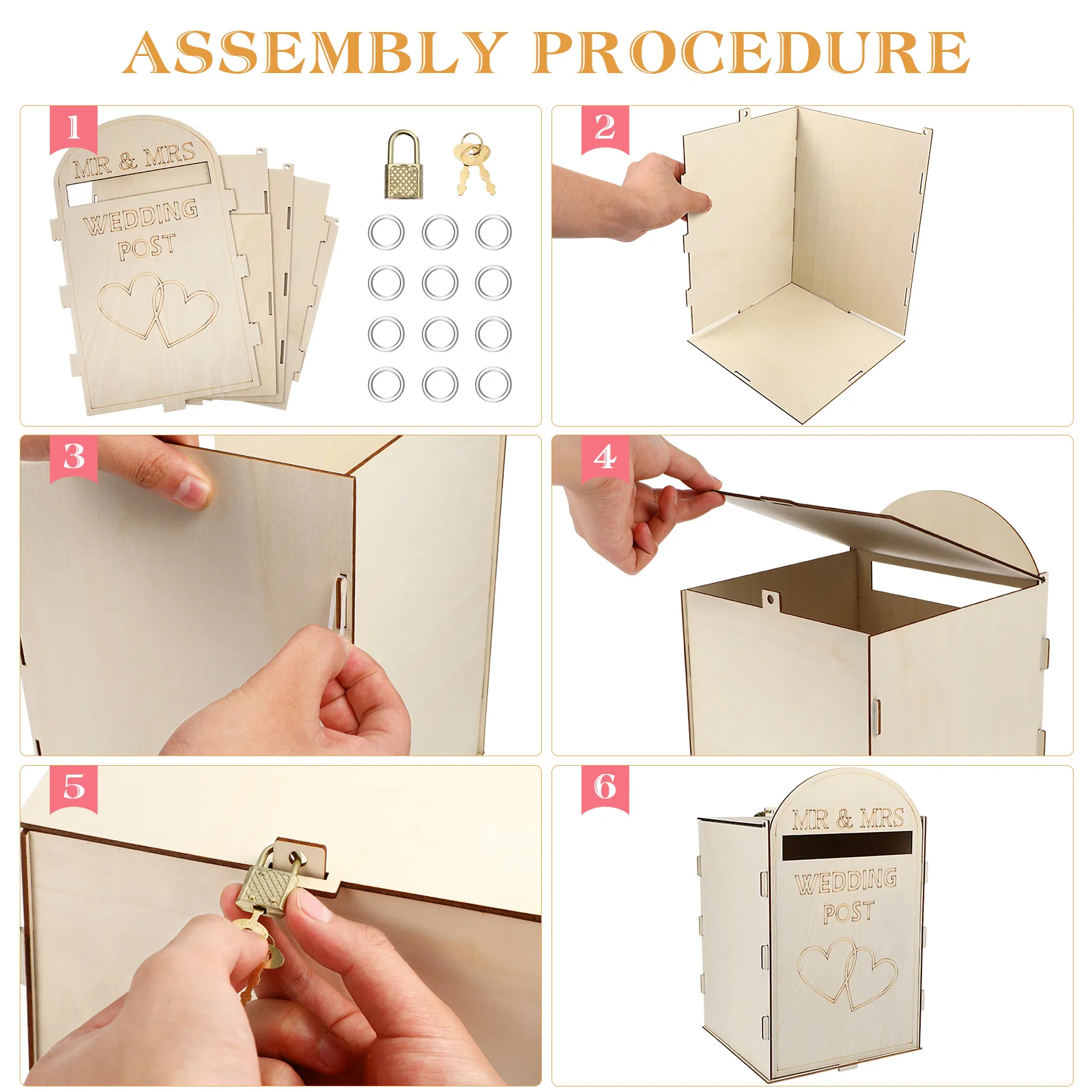 Wooden Gift Card Boxes Wedding Post Box DIY Wooden Wedding Supplies Gift Envelope Card Box Suggestion Letter Donation Party Favors Decoration