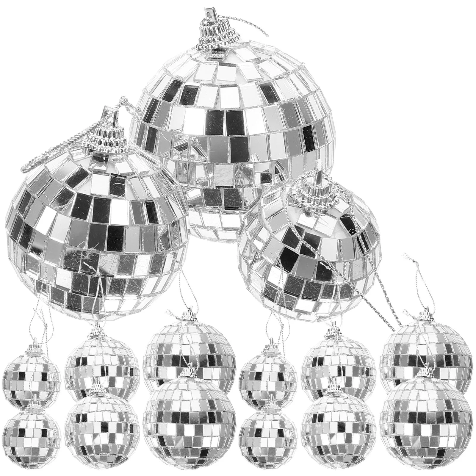 

Mirror Disco Ball Hanging Ornaments Silver Disco Mirror Ball Tree Decor Disco Wedding Birthday Cake Mirror Reflective Ball