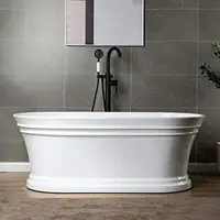 59" Acrylic Bathtub with Non-Slip Design High Gloss White Finish and 53 Gallon Capacity 2