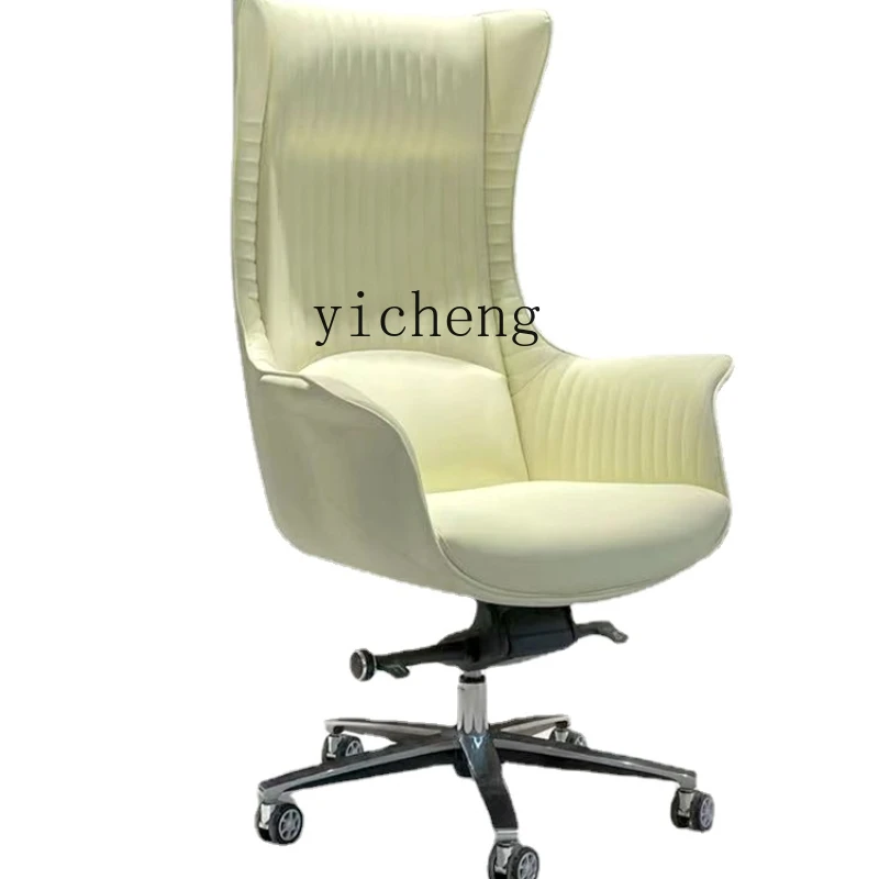 

ZC Computer Chair Household Genuine Leather Office Chair Comfortable Sitting Executive Chair Executive Chair Study Desk Chair
