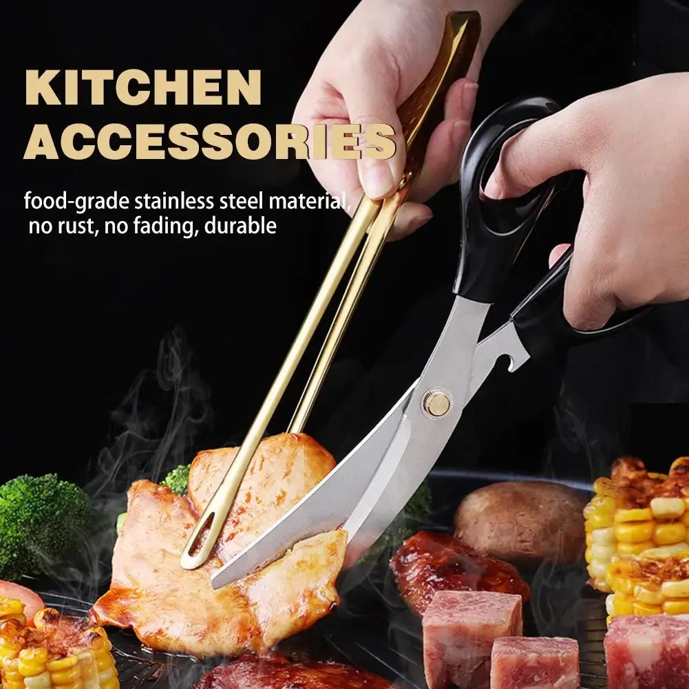 Food Tongs Stainless Steel Food Tongs Long Handle Non-Slip Barbecue Tongs Steak Kitchen Cooking Tools Kitchen Accessories Food Tong
