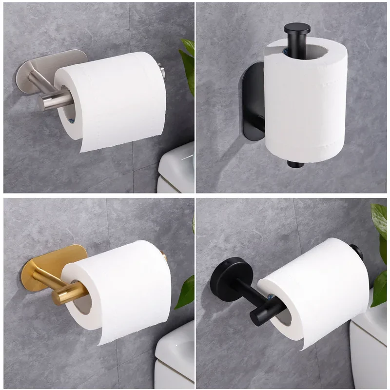 Paper Towel Holder Paper Towel Rack Kitchen Bathroom Roll Paper Rack Storage Hook Stainless Steel No Punching