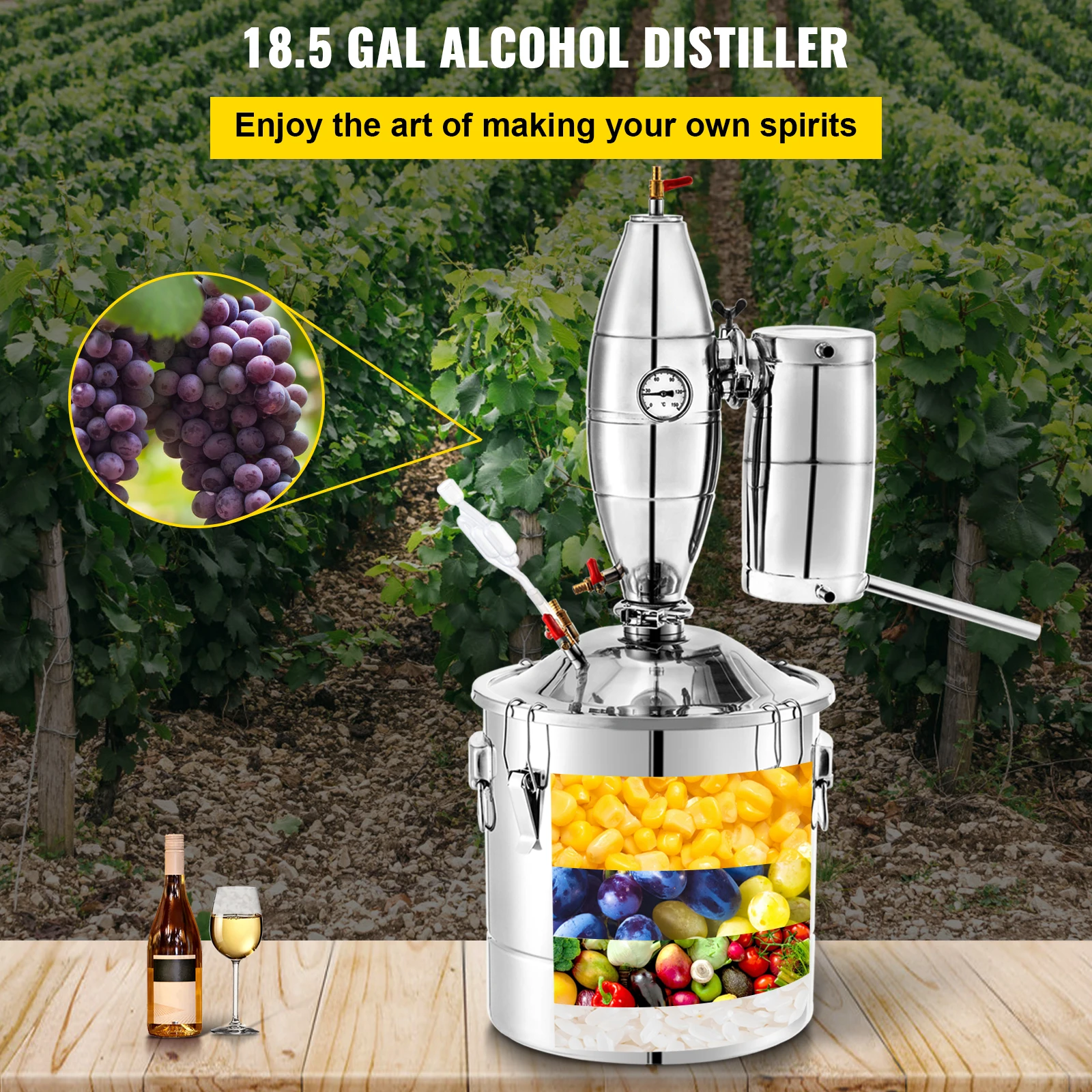 Water Alcohol Distiller Home Beer Brewer Kit 20L30L50L70L Alcohol Distiller Machine Beer Brewing Equipment DIY Wine Moonshine Apparatus Dispenser Kit Home Appliance
