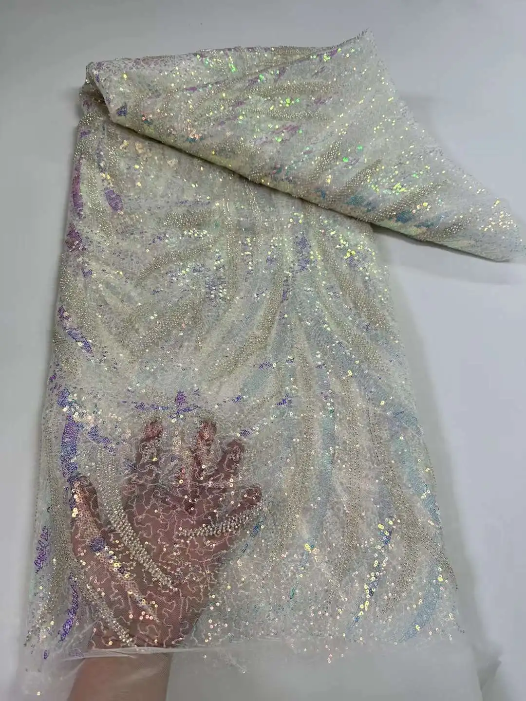 

Женская ткань 2024, Высококачественная кружевная вышивка, французская, 5 ярдов, нигерийская кружевная ткань для детской одежды