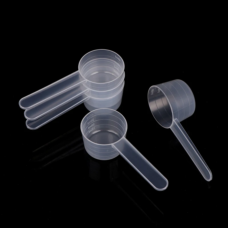 40ML 20g Flat Bottom Graduated Measuring Spoon With Scale Transparent Plastic Kitchen Baking Measuring Spoon Tableware 10Pcs