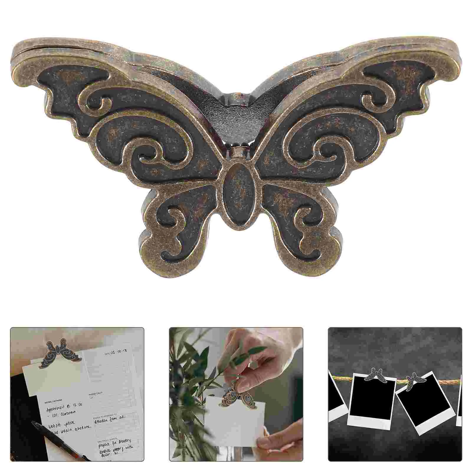 4 Pcs Butterfly Clip Adhesive Clips Metal Journal Small Paper Convenient Multi-use Bill ID Card