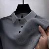 Summer New Men's POLO Shirt Casual Breathable Comfortable Solid Color Button-Down Lapel High-Quality Short-Sleeved Tops 4
