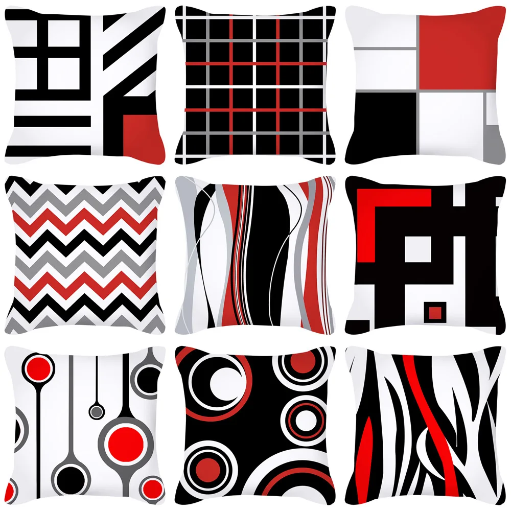 Ins Nordic Pillow Black geometric series sofa cushion simple office peach skin velvet pillow case