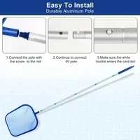 Kit complet de nettoyage de piscine 3 pièces, avec perche en aluminium à 5 sections, épuisette à feuilles et brosse de piscine, outils d'entretien professionnels 2