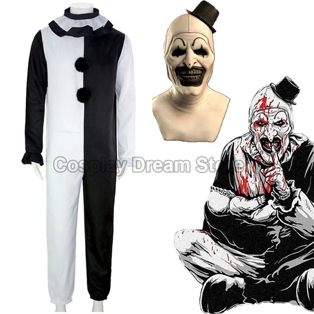 Disfraz de Cosplay de payaso Joker de la película Terrifier, Mono Blanco y  negro de terror, traje de BANYUO